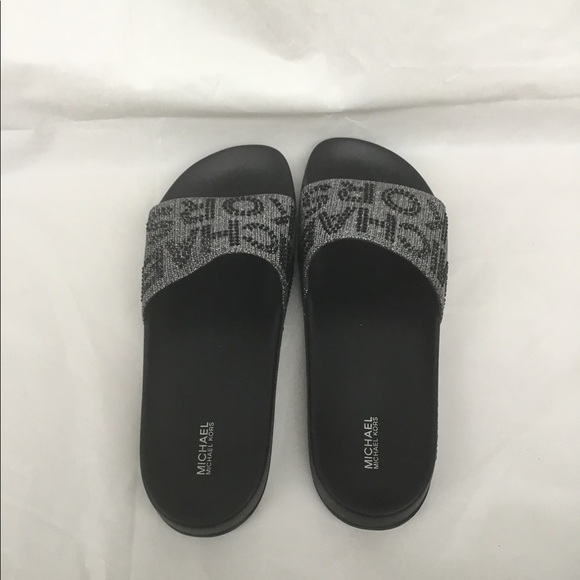 Brand new Michael Kors silver and black bejeweled sandals - Picture 1 of 9
